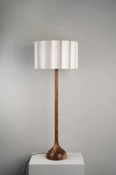 Isabel Moncada Organic Modern Floor Lamp Natural Wood Handmade Ivory Fluted Shade - 3837633