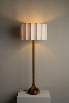 Isabel Moncada Organic Modern Floor Lamp Natural Wood Handmade Ivory Fluted Shade - 3837636