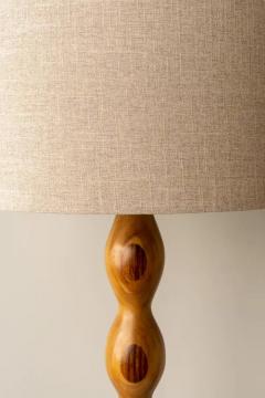 Isabel Moncada Organic Modern Floor Lamp Turned Natural Parota Wood Ivory Fiberglass Shade - 3837752