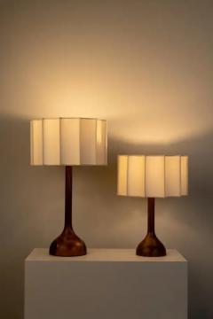 Isabel Moncada Organic Modern Medium Table Lamp Natural Wood Handmade Ivory Fluted Shade - 3837628