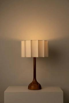 Isabel Moncada Organic Modern Medium Table Lamp Natural Wood Handmade Ivory Fluted Shade - 3837631