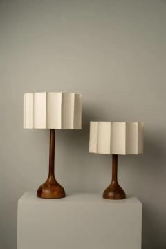 Isabel Moncada Organic Modern Medium Table Lamp Natural Wood Handmade Ivory Fluted Shade - 3837634