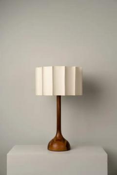 Isabel Moncada Organic Modern Medium Table Lamp Natural Wood Handmade Ivory Fluted Shade - 3837664