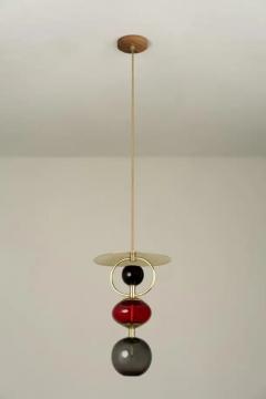 Isabel Moncada Organic Modern Pendant Light Brushed Brass Blown Glass Globes Red - 3837550