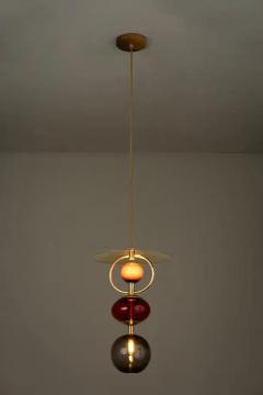 Isabel Moncada Organic Modern Pendant Light Brushed Brass Blown Glass Globes Red - 3837552