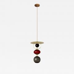 Isabel Moncada Organic Modern Pendant Light Brushed Brass Blown Glass Globes Red - 3854989