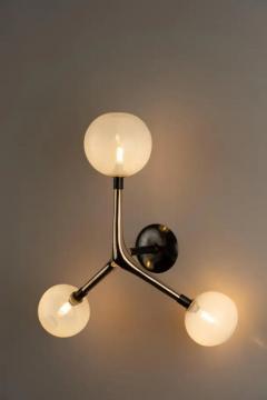 Isabel Moncada Organic Modern Sconce Cast Polished Bronze White Blown Glass Globes - 3837622