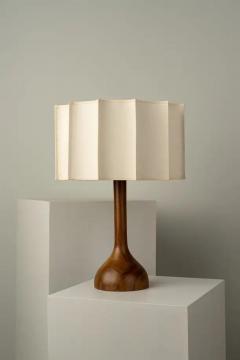 Isabel Moncada Organic Modern Small Table Lamp Natural Wood Handmade Ivory Fluted Shade - 3837593