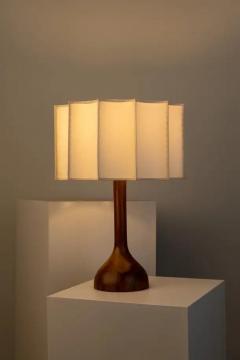 Isabel Moncada Organic Modern Small Table Lamp Natural Wood Handmade Ivory Fluted Shade - 3837594