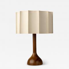 Isabel Moncada Organic Modern Small Table Lamp Natural Wood Handmade Ivory Fluted Shade - 3854993