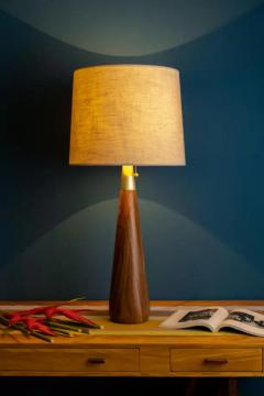 Isabel Moncada Organic Modern Table Lamp Natural Parota Wood Ivory or Black Fiberglass Shade - 3837560