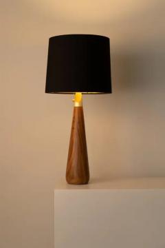 Isabel Moncada Organic Modern Table Lamp Natural Parota Wood Ivory or Black Fiberglass Shade - 3837573