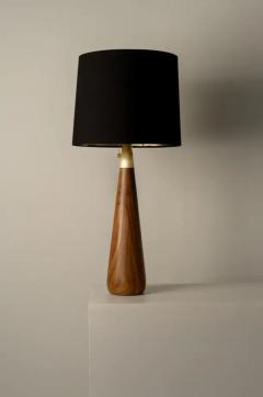 Isabel Moncada Organic Modern Table Lamp Natural Parota Wood Ivory or Black Fiberglass Shade - 3837578