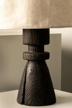 Isabel Moncada Sculptural Table Lamp Mezquite Burned Wood Flexible Natural Linen Shade - 3837585