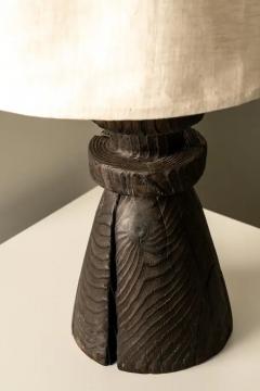 Isabel Moncada Sculptural Table Lamp Mezquite Burned Wood Flexible Natural Linen Shade - 3837587