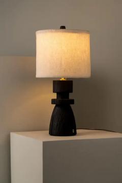 Isabel Moncada Sculptural Table Lamp Mezquite Burned Wood Flexible Natural Linen Shade - 3837615