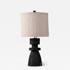 Isabel Moncada Sculptural Table Lamp Mezquite Burned Wood Flexible Natural Linen Shade - 3854992