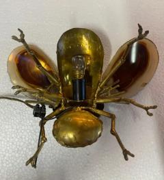 Isabelle Faure 1970 Bee Wall Lamp in Bronze or Brass Duval Brasseur Or Isabelle Faure 1 Bulb - 3427593