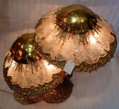 Isabelle Faure 1970 Lamp Illuminating Mushrooms In Brass With Gypsum Imitating Rock Crystal - 2320039