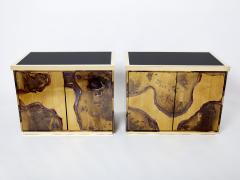 Isabelle Faure Pair of Isabelle and Richard Faure oxidized brass cabinets buffets 1970s - 2893943