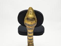 Isabelle Faure Signed Isabelle Faure Cobra brass sculpture chair black alcantara 1970s - 1860347