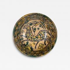 Islamic Buff Ware Slip Paint Ceramic Bowl with Animate Design Nishapur - 4484221