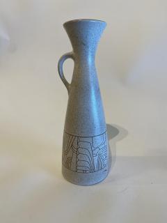 Israeli Mid Century Lapid Sgraffito Glazed Ceramic Pitcher - 4195597