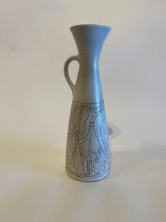 Israeli Mid Century Lapid Sgraffito Glazed Ceramic Pitcher - 4195604