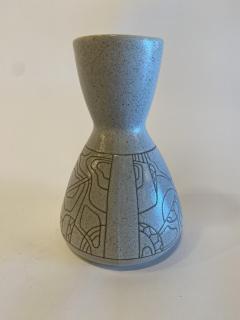 Israeli Mid Century Lapid Sgraffito Glazed Ceramic Vase - 4195806