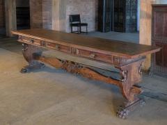 Italian 16th Century Renaissance Walnut Library Center Console Table - 356451