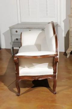 Italian 1750s Walnut Tripled Arched Sofa from Lombardy with New Upholstery - 3424692
