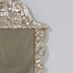 Italian 17th 18th Century Baroque Carved Wooden Silverleaf Mirror With Angels - 4108435