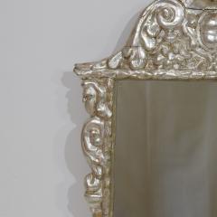 Italian 17th 18th Century Baroque Carved Wooden Silverleaf Mirror With Angels - 4108436