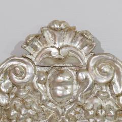 Italian 17th 18th Century Baroque Carved Wooden Silverleaf Mirror With Angels - 4108439