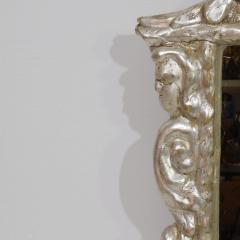 Italian 17th 18th Century Baroque Carved Wooden Silverleaf Mirror With Angels - 4108440