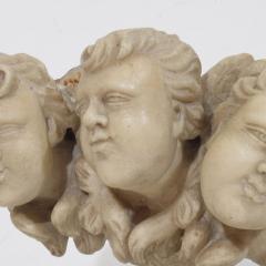 Italian 17th 18th Century Carved White Marble Winged Angel Heads Ornament - 4518459
