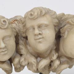Italian 17th 18th Century Carved White Marble Winged Angel Heads Ornament - 4518460