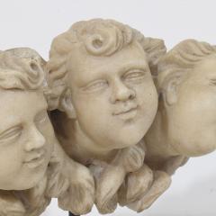 Italian 17th 18th Century Carved White Marble Winged Angel Heads Ornament - 4518461