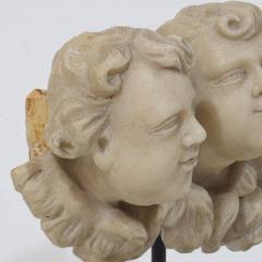 Italian 17th 18th Century Carved White Marble Winged Angel Heads Ornament - 4518464
