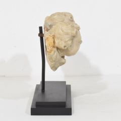 Italian 17th 18th Century Carved White Marble Winged Angel Heads Ornament - 4518466