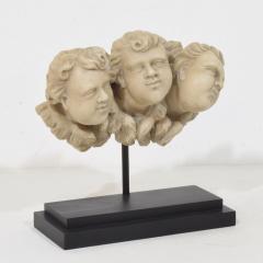 Italian 17th 18th Century Carved White Marble Winged Angel Heads Ornament - 4518470