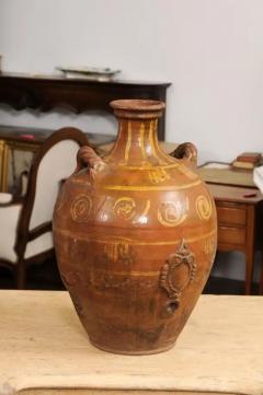 Italian 17th Century Terracotta Olive Oil Jar with Yellow Glazed Spiraling D cor - 3538436