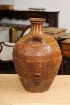 Italian 17th Century Terracotta Olive Oil Jar with Yellow Glazed Spiraling D cor - 3538512