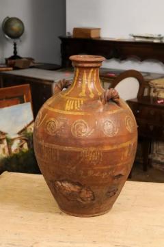 Italian 17th Century Terracotta Olive Oil Jar with Yellow Glazed Spiraling D cor - 3538520
