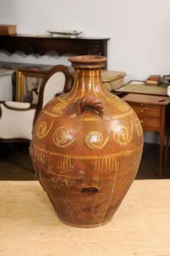 Italian 17th Century Terracotta Olive Oil Jar with Yellow Glazed Spiraling D cor - 3538527
