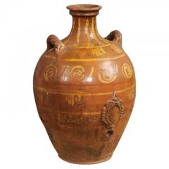 Italian 17th Century Terracotta Olive Oil Jar with Yellow Glazed Spiraling D cor - 3538568