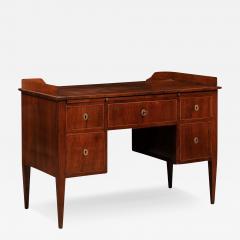 Italian 1820s Walnut and Mahogany Desk with Five Drawers Pull out and Banding - 3603481
