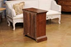 Italian 1840s Bedside Chest with Four Drawers Burl Panels and Bracket Feet - 3602135