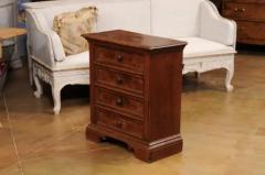 Italian 1840s Bedside Chest with Four Drawers Burl Panels and Bracket Feet - 3602138