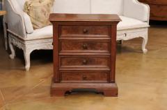 Italian 1840s Bedside Chest with Four Drawers Burl Panels and Bracket Feet - 3602179